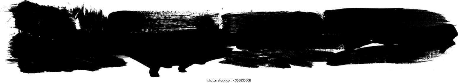 Grunge Paint stripe . Vector brush Stroke . Distressed banner . Black isolated paintbrush collection . Modern Textured shape . Dry border in Black 