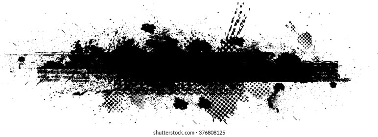 Grunge Paint stripe . Vector brush Stroke . Distressed banner . Black isolated paintbrush collection . Modern Textured shape . Dry border in Black 