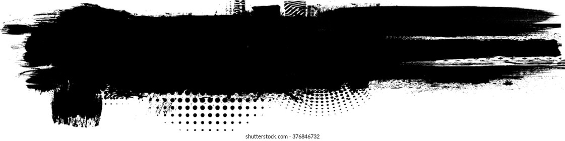 Grunge Paint stripe . Vector brush Stroke . Distressed banner . Black stripe . Modern Textured shape . Dry border in Black 
