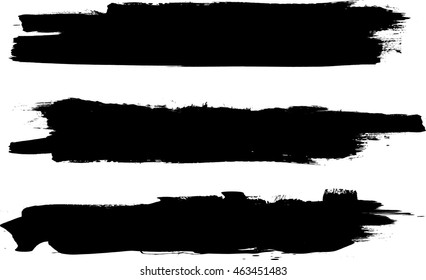 Grunge Paint stripe . Vector brush Stroke . Distressed banner . Black isolated paintbrush collection . Modern Textured shape . Dry border in Black 