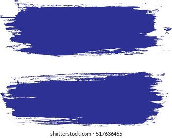 Grunge Paint stripe . Vector brush Stroke . Distressed banner . Blue isolated paintbrush collection . Modern Textured shape . Dry border 