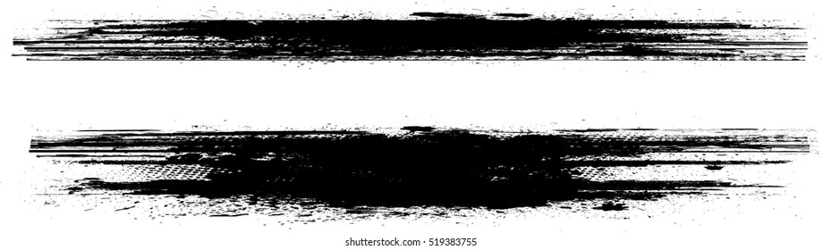 Grunge Paint Stripe . Vector Brush Stroke . Distressed Banner . Black Isolated Paintbrush Collection . Modern Textured Shape . Dry Border In Black 