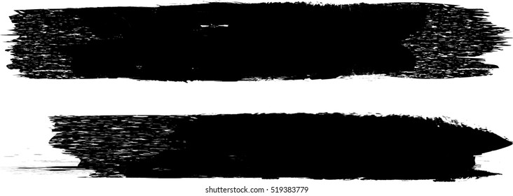 Grunge Paint stripe . Vector brush Stroke . Distressed banner . Black isolated paintbrush collection . Modern Textured shape . Dry border in Black 