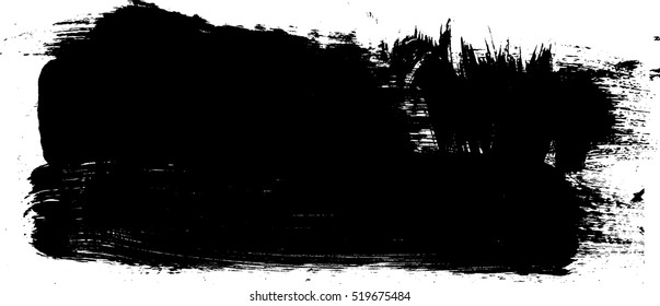 Grunge Paint stripe . Vector brush Stroke . Distressed banner . Black isolated paintbrush collection . Modern Textured shape . Dry border in Black 