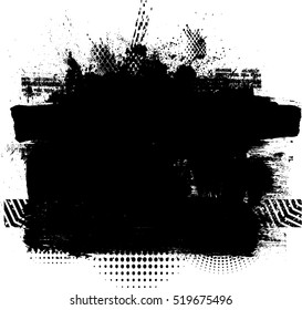 Grunge Paint stripe . Vector brush Stroke . Distressed banner . Black isolated paintbrush collection . Modern Textured shape . Dry border in Black 