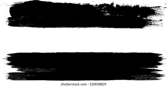 Grunge Paint stripe . Vector brush Stroke . Distressed banner . Black isolated paintbrush collection . Modern Textured shape . Dry border in Black 