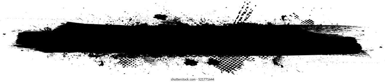 Grunge Paint Stripe . Vector Brush Stroke . Distressed Banner . Black Isolated Paintbrush Collection . Modern Textured Shape . Dry Border In Black 