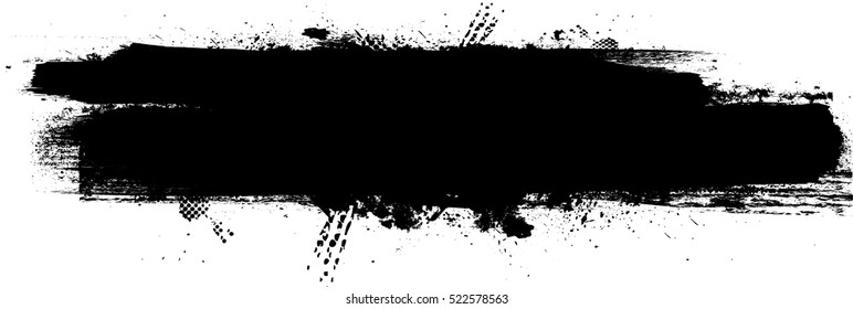 Grunge Paint stripe . Vector brush Stroke . Distressed banner . Black isolated paintbrush collection . Modern Textured shape . Dry border in Black 