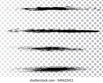 Grunge Paint stripe . Vector brush Stroke . Distressed banner . Black isolated paintbrush collection . Modern Textured shape . Dry border in Black 