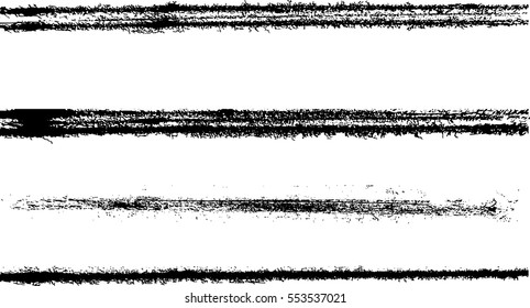 Grunge Paint stripe . Vector brush Stroke . Distressed banner . Black isolated paintbrush collection . Modern Textured shape . Dry border in Black 