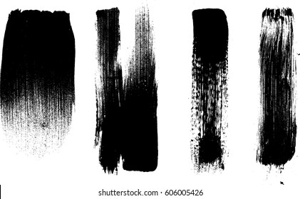 Grunge Paint Stripe . Vector Brush Stroke . Distressed Banner . Black Isolated Paintbrush Collection . Modern Textured Shape . Dry Border In Black . 