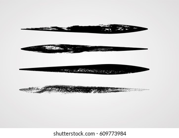 Grunge Paint stripe . Vector brush Stroke . Distressed banner . Black isolated paintbrush collection . Modern Textured shape . Dry border in Black 