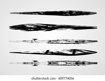 Grunge Paint stripe . Vector brush Stroke . Distressed banner . Black isolated paintbrush collection . Modern Textured shape . Dry border in Black 