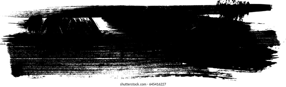 Grunge Paint stripe . Vector brush Stroke . Distressed line banner . Black isolated paintbrush collection . Modern Textured shape . Dry border in Black 