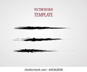 Grunge Paint stripe . Vector brush Stroke . Distressed banner . Black isolated paintbrush collection . Modern Textured shape . Dry border in Black . Dirty lines on transparent background