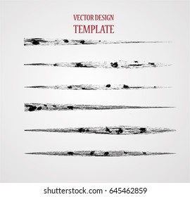 Grunge Paint stripe . Vector brush Stroke . Distressed banner . Black isolated paintbrush collection . Modern Textured shape . Dry border in Black . Dirty lines on transparent background