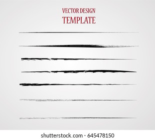 Grunge Paint stripe . Vector brush Stroke . Distressed banner . Black isolated paintbrush collection . Modern Textured shape . Dry border in Black . Dirty lines on transparent background