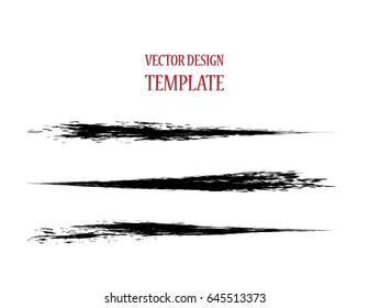 Grunge Paint stripe . Vector brush Stroke . Distressed banner . Black isolated paintbrush collection . Modern Textured shape . Dry border in Black . Dirty lines on transparent background