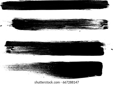 Grunge Paint Stripe . Vector Brush Stroke . Distressed Banner . Black Isolated Paintbrush Collection . Modern Textured Shape . Dry Border In Black 