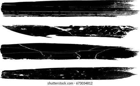 Grunge Paint stripe . Vector brush Stroke . Distressed banner . Black isolated paintbrush collection . Modern Textured shape . Dry border in Black 