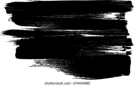 Grunge Paint stripe . Vector brush Stroke . Distressed banner . Black isolated paintbrush collection . Modern Textured shape . Dry border in Black 