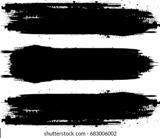 Grunge Paint stripe . Vector brush Stroke . Distressed banner . Black isolated paintbrush collection . Modern Textured shape . Dry border in Black 
