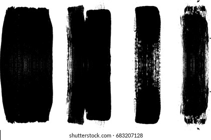 Grunge Paint Stripe . Vector Brush Stroke . Distressed Banner . Black Isolated Paintbrush Collection . Modern Textured Shape . Dry Border In Black 