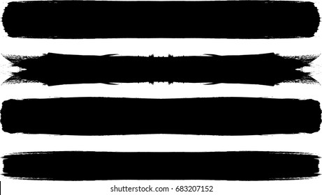 Grunge Paint Stripe . Vector Brush Stroke . Distressed Banner . Black Isolated Paintbrush Collection . Modern Textured Shape . Dry Border In Black 