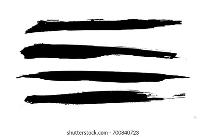 Grunge Paint stripe . Vector brush Stroke . Distressed banner . Black isolated paintbrush collection . Modern Textured shape . Dry border in Black 