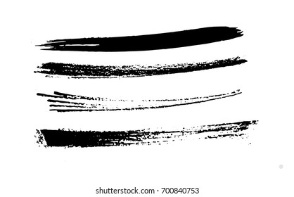 Grunge Paint stripe . Vector brush Stroke . Distressed banner . Black isolated paintbrush collection . Modern Textured shape . Dry border in Black 