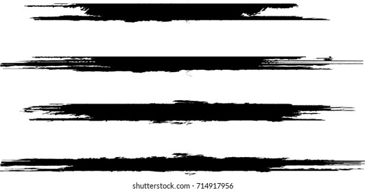 Grunge Paint stripe . Vector brush Stroke . Distressed banner . Black isolated paintbrush collection . Modern Textured shape . Dry border in Black 