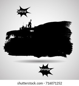 Grunge Paint stripe . Vector brush Stroke . Distressed banner . Black isolated paintbrush collection . Modern Textured shape . Dry border in Black . rubber Stamp