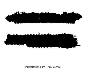 Grunge Paint stripe . Vector brush Stroke . Distressed banner . Black isolated paintbrush collection . Modern Textured shape . Dry border in Black .