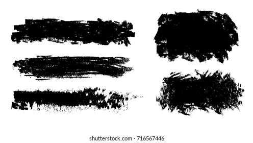 Grunge Paint Stripe. Vector brush Stroke. Distressed Banner. Modern Textured Shape. Dry Border in Black.
