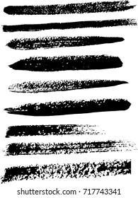 Grunge Paint stripe . Vector brush Stroke . Distressed banner . Black isolated paintbrush collection . Modern Textured shape . Dry border in Black