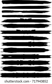 Grunge Paint stripe . Vector brush Stroke . Distressed banner . Black isolated paintbrush collection . Modern Textured shape . Dry border in Black .