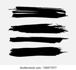 Grunge Paint Stripe . Vector Brush Stroke . Distressed Banner . Black Isolated Paintbrush Collection . Modern Textured Shape . Dry Border In Black .