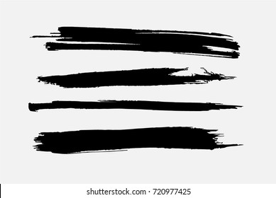 Grunge Paint Stripe . Vector Brush Stroke . Distressed Banner . Black Isolated Paintbrush Collection . Modern Textured Shape . Dry Border In Black .