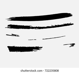 Grunge Paint stripe . Vector brush Stroke . Distressed banner . Black isolated paintbrush collection . Modern Textured shape . Dry border in Black .