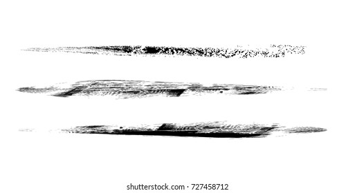 Grunge Paint stripe . Vector brush Stroke . Distressed banner . Black isolated paintbrush collection . Modern Textured shape . Dry border in Black . 
