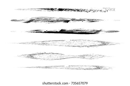 Grunge Paint stripe . Vector brush Stroke . Distressed banner . Black isolated paintbrush collection . Modern Textured shape . Dry border in Black . 