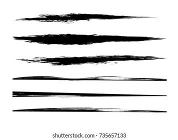 Grunge Paint stripe . Vector brush Stroke . Distressed banner . Black isolated paintbrush collection . Modern Textured shape . Dry border in Black . 