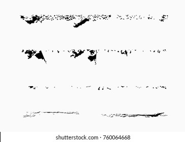 Grunge Paint stripe . Vector brush Stroke . Distressed banner . Black isolated paintbrush collection . Modern Textured shape . Dry border in Black 