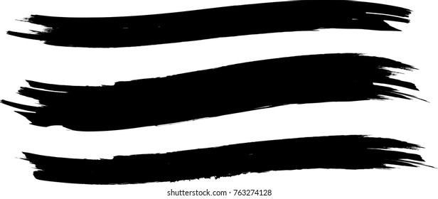 Grunge Paint stripe . Vector brush Stroke . Distressed banner . Black isolated paintbrush collection . Modern Textured shape . Dry border in Black . 