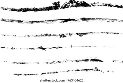 Grunge Paint stripe . Vector brush Stroke . Distressed banner . Black isolated paintbrush collection . Modern Textured shape . Dry border in Black .