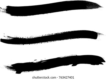 Grunge Paint stripe . Vector brush Stroke . Distressed banner . Black isolated paintbrush collection . Modern Textured shape . Dry border in Black . 