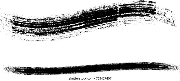 Grunge Paint stripe . Vector brush Stroke . Distressed banner . Black isolated paintbrush collection . Modern Textured shape . Dry border in Black . 
