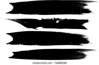 Grunge Paint stripe . Vector brush Stroke . Distressed banner . Black isolated paintbrush collection . Modern Textured shape . Dry border in Black .