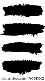 Grunge Paint stripe . Vector brush Stroke . Distressed banner . Black isolated paintbrush collection . Modern Textured shape . Dry border in Black . 