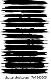 Grunge Paint stripe . Vector brush Stroke . Distressed banner . Black isolated paintbrush collection . Modern Textured shape . Dry border in Black . 